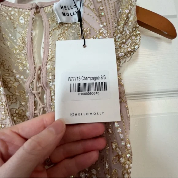 NWT Hello Molly Elegant Cream Sequin Maxi Formal Gown Size 4 - Picture 6 of 12